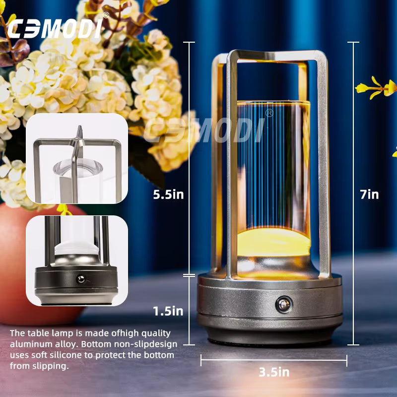 LED Crystal Table Lamp Plastic Rechargeable Touch Night Lamp Bedroom Bedside Table Lamp Restaurant Decorative Lamp