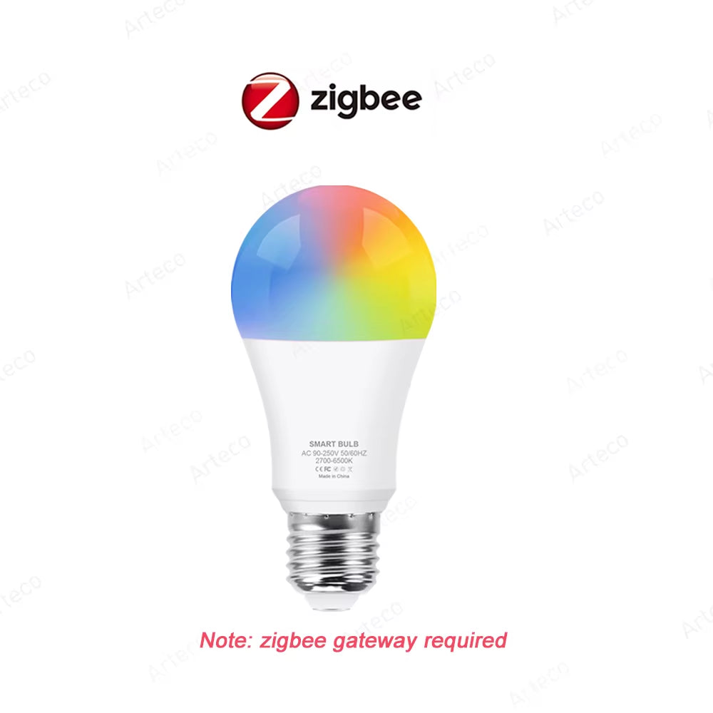 Tuya Wifi Smart Bulb Alexa Lamp 15W 18W Zigbee E27 RGB WW CW Smart Led Light Bulbs for Google Assistant Smart Life App Home Deco