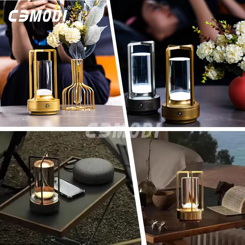 LED Crystal Table Lamp Plastic Rechargeable Touch Night Lamp Bedroom Bedside Table Lamp Restaurant Decorative Lamp