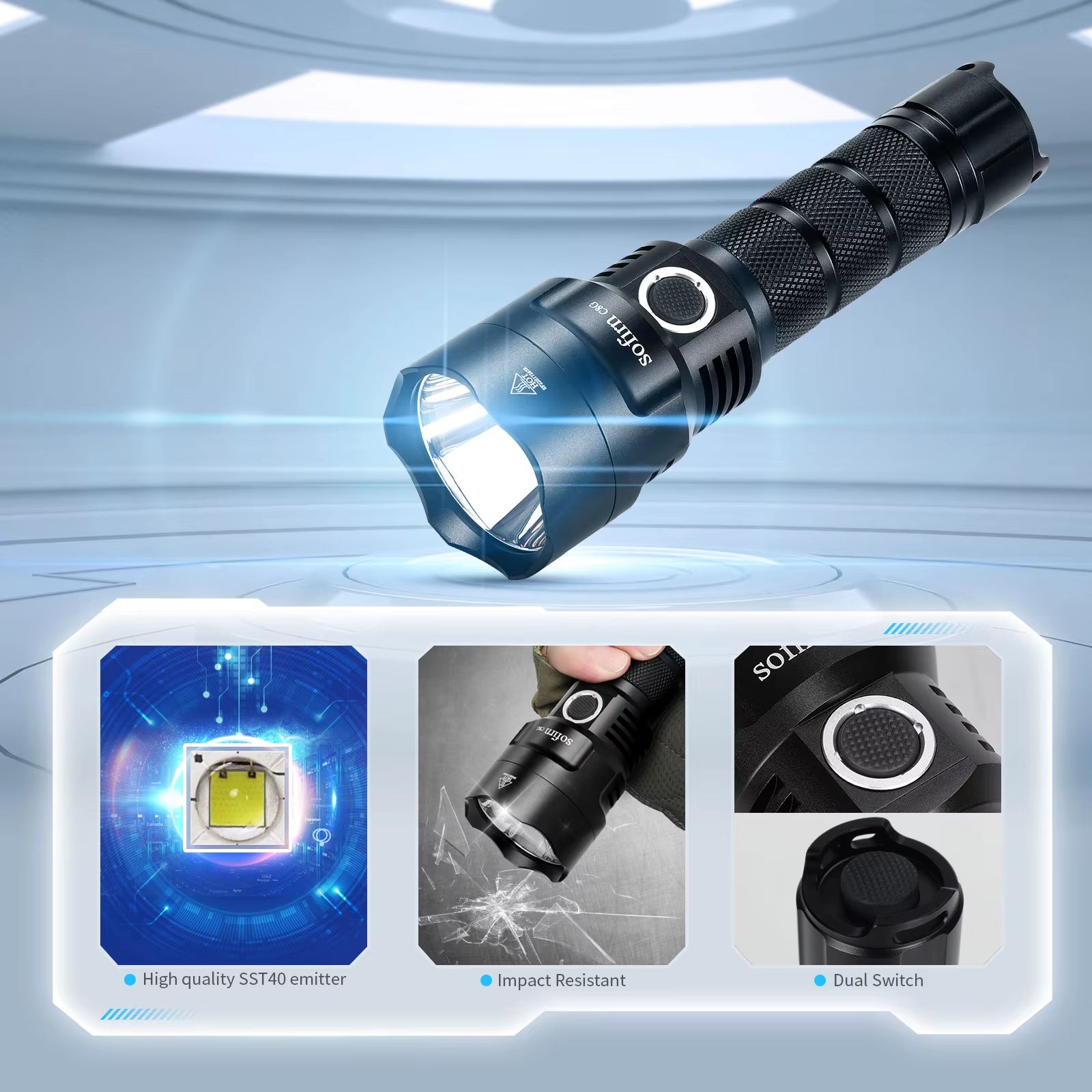 C8G Powerful 21700 LED Tactical Flashlight SST40 2000Lm 18650 Recharge Battery Torch with ATR 2 Groups Ramping Indicator